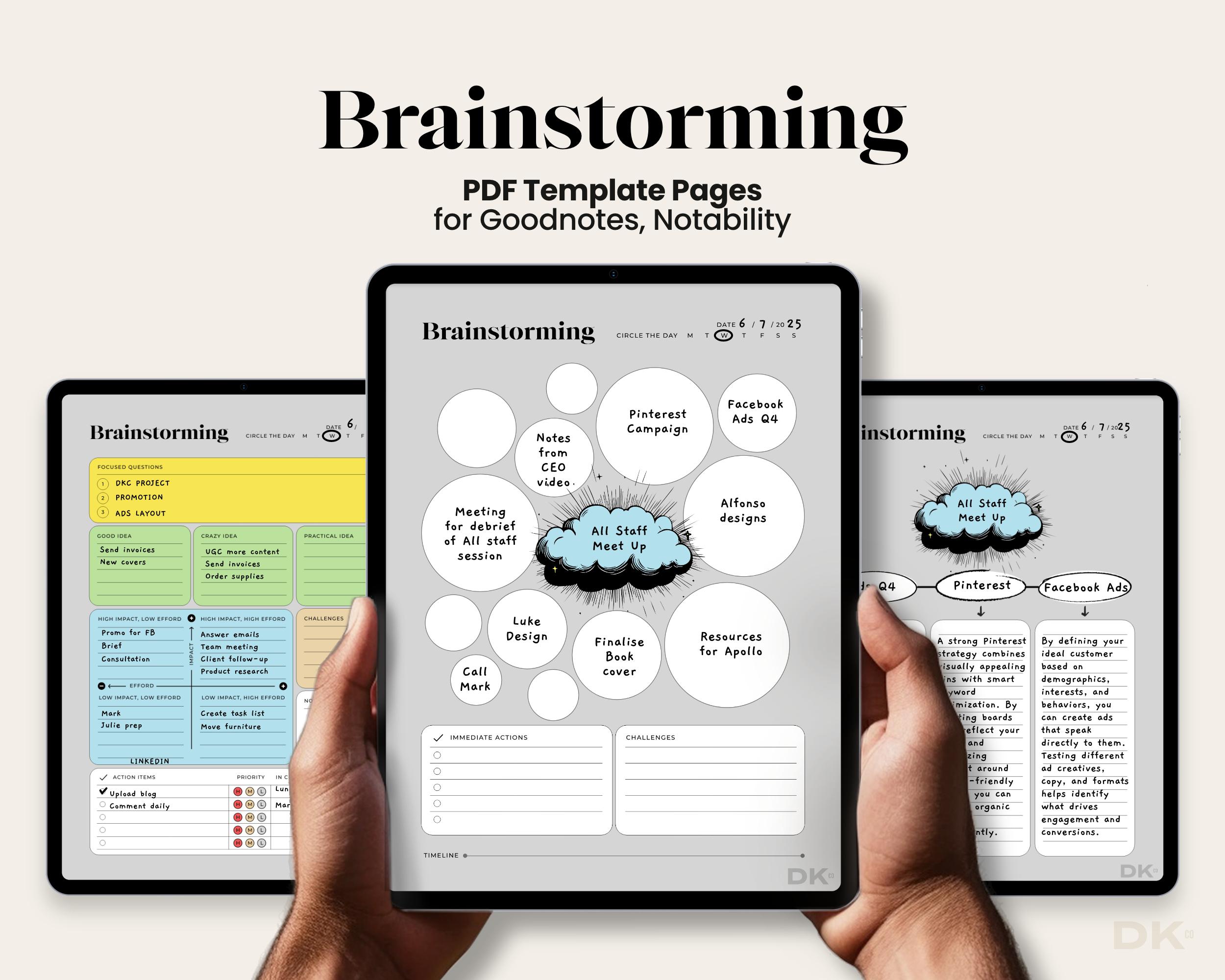 Brainstorming for Goodnotes Template Brainstorm Planner for Notability ...