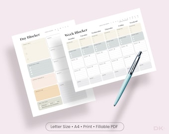 Time Block Planner Printable Daily Time Blocking Schedule Template Digital Time Management PDF Letter A4 Productivity Task Organizer Weekly