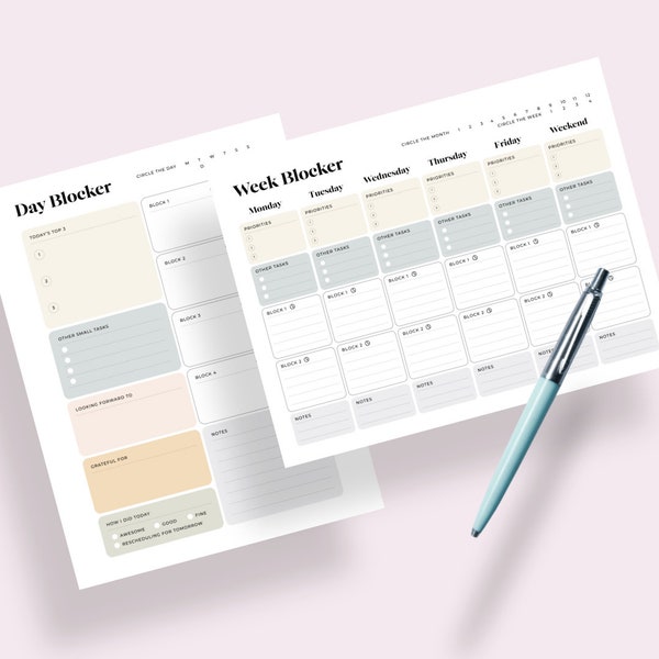 TimeBlock Pro Daily Weekly Time Blocking Planner Hourly Schedule Time Block Printable Digital Planners and More!