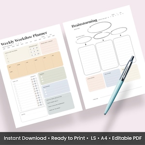 Editable Work Planner Printable Work Day Schedule Template Daily Productivity Planner Work To Do List Priority Matrix Office Fillable PDF