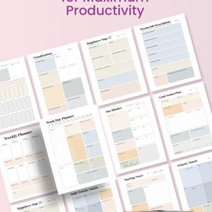Digital Planner PDF Printable Planner Bundle Productivity Planner Download Work Planner Template Weekly Planner Printable Daily Planner PDF Goal Planner Digital Meeting Notes Template Time Management Planner Planner for Students Planner for