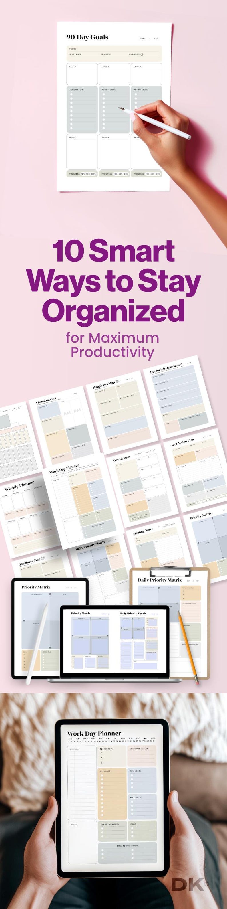 Digital Planner PDF Printable Planner Bundle Productivity Planner Download Work Planner Template Weekly Planner Printable Daily Planner PDF Goal Planner Digital Meeting Notes Template Time Management Planner Planner for Students Planner for