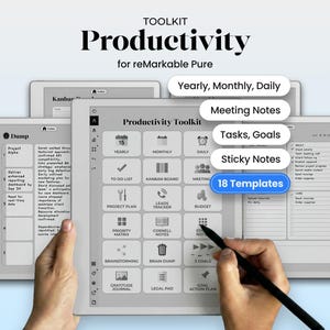 Productivity Bundle for reMarkable Pure Template Set Planner Notebook Hyperlinked PDF Productivity Toolkit