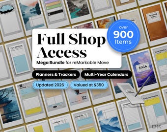 Paquete de productividad para reMarkable Move, paquete de notas para reMarkable Paper Pro Move, plantilla, diario, seguimiento de tareas, lista de tareas, planificador