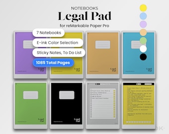 Conjunto de bloco de notas para reMarkable Paper Pro Template Legal Pad Bundle Bloco de notas compatível com reMarkable Pro Note Hyperlinked Planner