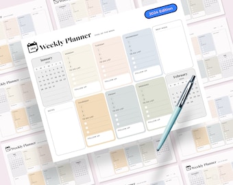 2024 Weekly Planner Printable Weekly Schedule To Do List Weekly Agenda Work Inserts Horizontal Organizer Week At Glance Office Planning Page