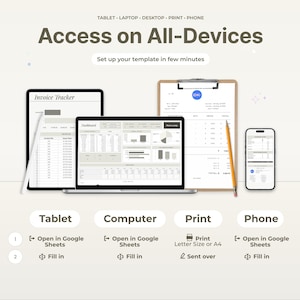 May include: An advertisement showing a tablet, laptop, printed document, and smartphone displaying a template. The text "Access on All-Devices" is displayed above the devices. The image also includes the text "Set up your template in few minutes."