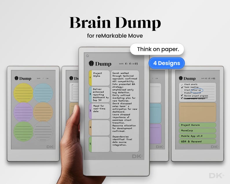 Brain Dump Template for reMarkable Move Brain Dump Digital Planner for reMarkable Paper Pro Move Checklist Template Organiser Task Tracker