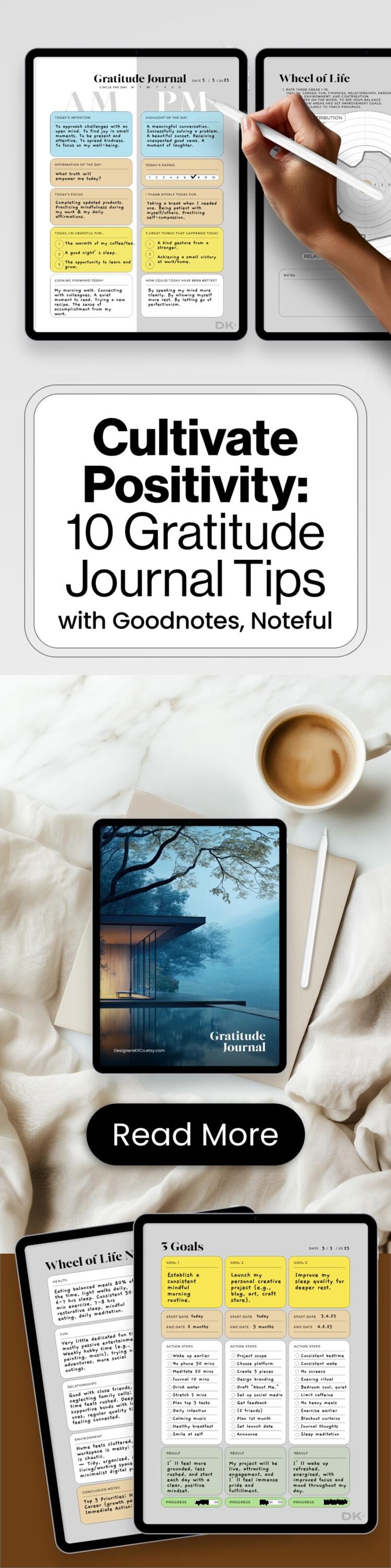 Gratitude Journal Digital Template for Goodnotes Gratitude Worksheet Prompts Gratitude Tracker List Manifesting Journal for Notability iPad