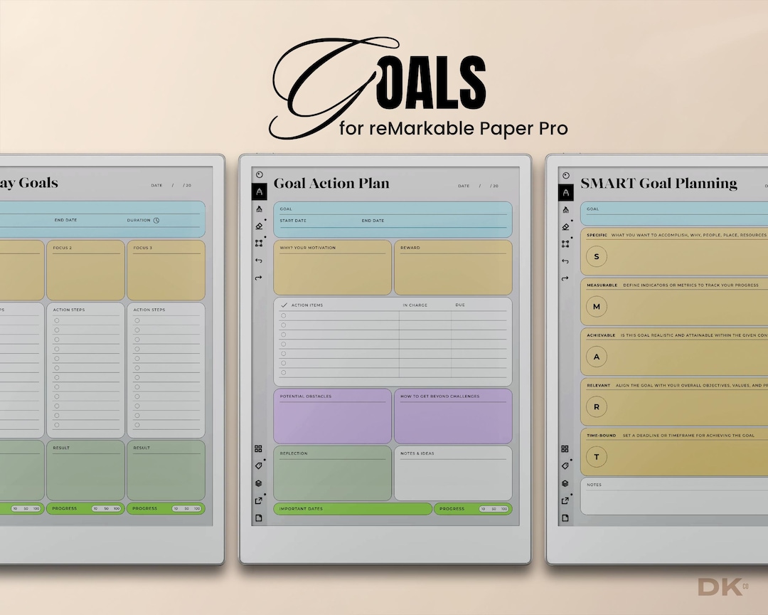 Goal Planner for Remarkable Paper Pro Template SMART Goal for ...