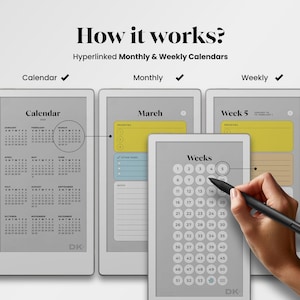 Weekly Calendar Planner for reMarkable Move Template Monthly Calendar fits reMarkable Pro Move Yearly Planner 2026 2027 Template To Do Icons