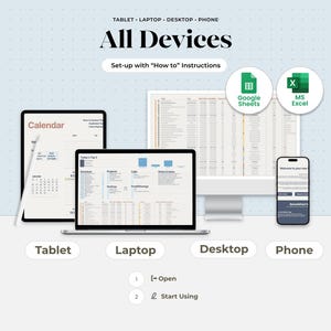 Compatibility Slide
Graphic showing Google Sheets and Microsoft Excel logos confirming the template works seamlessly on Mac, PC, phones, and tablets — reassuring entrepreneurs they can access and update their workflow from anywhere.