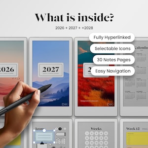 Weekly Calendar Planner for reMarkable Move Template Monthly Calendar fits reMarkable Pro Move Yearly Planner 2026 2027 Template To Do Icons