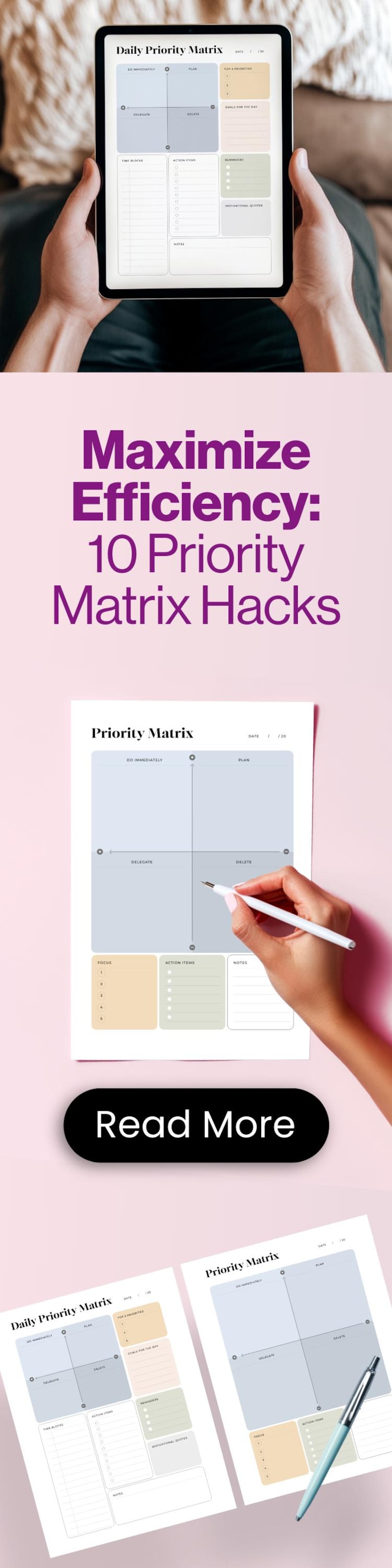 Priority Matrix Printable Template Eisenhover Decision Matrix Daily Productivity Planner Work To Do List Priority Matrix Office Fillable PDF