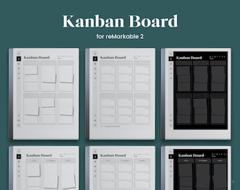 Kanban Board for Remarkable 2 Template Dark Mode Kanban Board Digital Planner Checklist Template Organizer for rM2 Toolbar Wide Space Rule