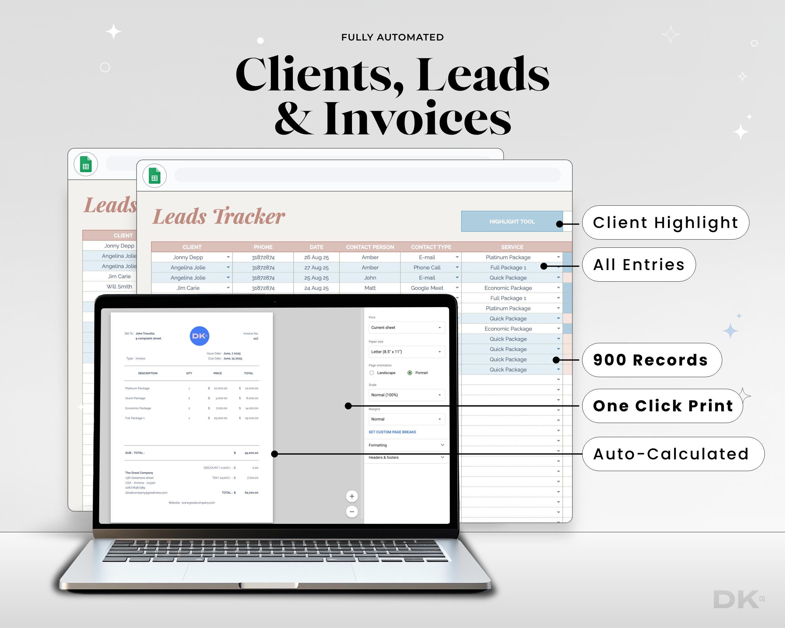 Virtual Assistant Spreadsheet for Google Sheets and Excel Client ...