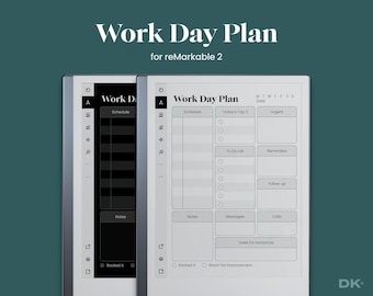 Work Day Planner for Remarkable 2 Template Work Day Checklist Schedule Organizer Task List Tracker Work Day Routine Management Agenda