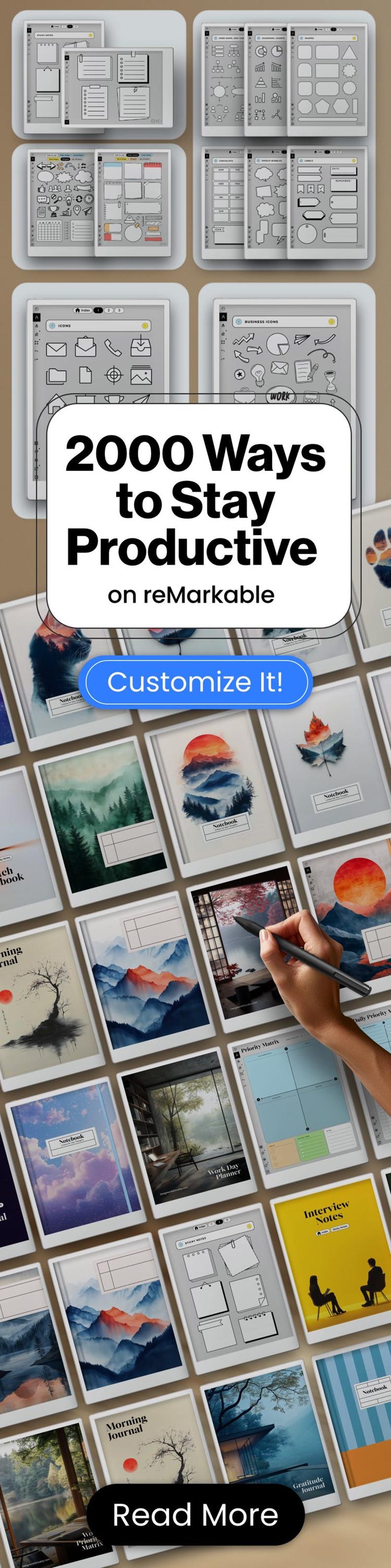 Productivity Bundle for reMarkable Paper Pro Template 2027 Planner for reMarkable Pro Template PDF Project Planner Journal Ultimate Bundle