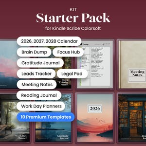 Starter Pack Kindle Scribe Colorsoft Color Soft Digitaler Digitaler OrganizerLesejournal Kalender Brain Dump Planner Digitaler Organizer