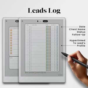 Leads Tracker for reMarkable Pro Template Client Tracker Lead Log fits reMarkable Paper Pro Sales Agency Potential Clients Notebook Manager