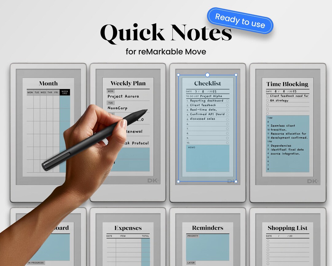 Sticky Notes for Remarkable Move Template Project Task Planner Notebook ...