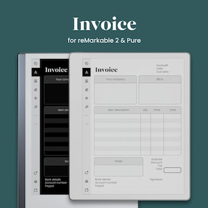 Modèle de facture pour reMarkable 2 et reMarkable Pure Professional Facture client PDF Facture manuscrite Taxe de vente Facturation