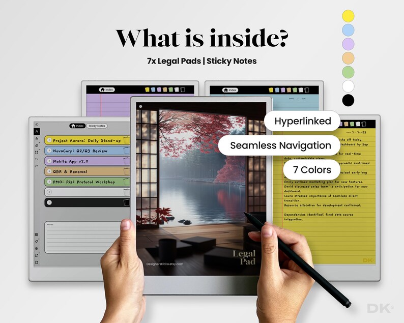 Legal Pad for reMarkable Paper Pro Template Legal Notebook Memo Pad fits reMarkable Pro Template Note Pad Hyperlinked PDF Planner Color