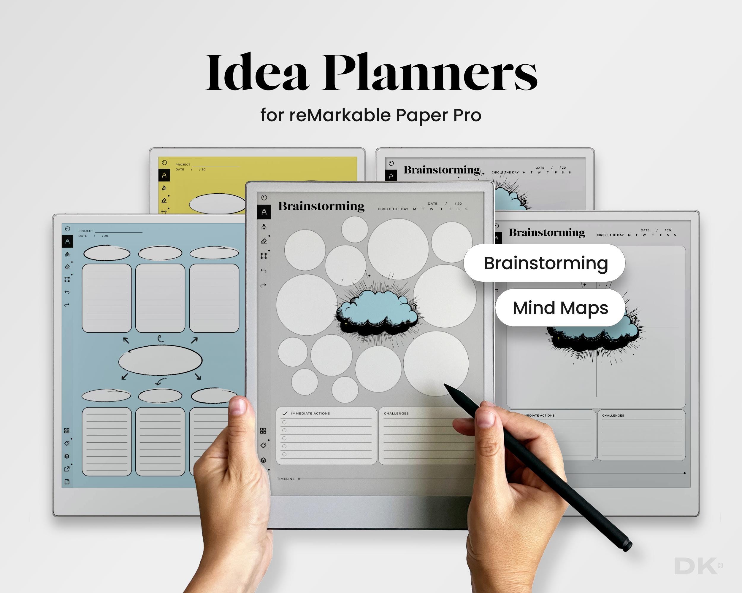 Idea Planner for reMarkable Pro Brainstorm Mind Map Template for reMarkable Brainstorming Notebook Mind Mapping Pro Mindmap Planner for rMPP