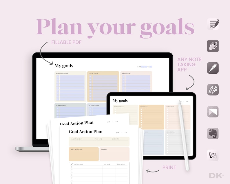 Goal Setting Planner Printable Goal Orientation Planner Yearly Goal Work Business Tracker Life Goal Spreadsheet Work Planner Productivity
