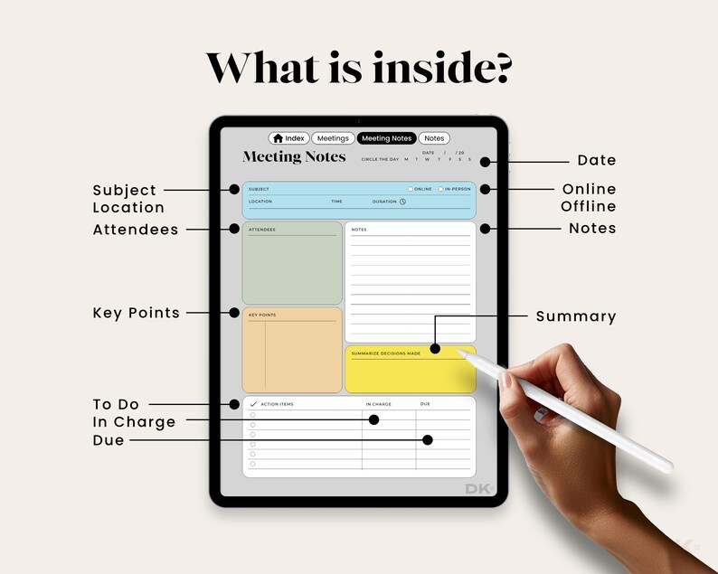 Digital Meeting Notebook for Goodnotes Meeting Minutes for Notability Note Taking Meeting Notes Business Meeting Minutes for Goodnotes