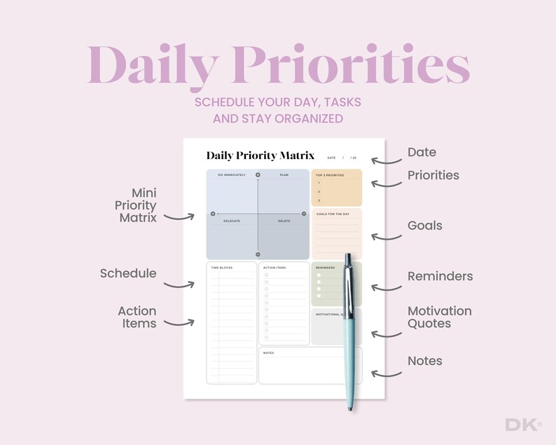 Priority Matrix Printable Template Eisenhover Decision Matrix Daily Productivity Planner Work To Do List Priority Matrix Office Fillable PDF