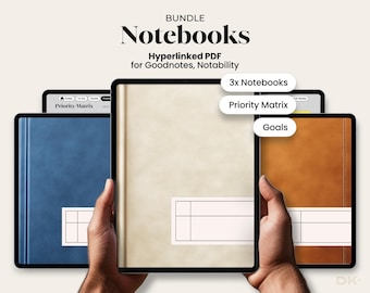 Goodnotes用ハイパーリンク付きノートブックバンドル、ミニマリストiPadノートブック、Notabilityプランナーノートテイキングセット用デジタルジャーナルテンプレート