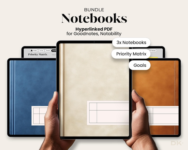 Hyperlinked Notebook Bundle for Goodnotes Minimalist iPad Notebook Digital Journal Template for Notability Planner Note Taking Set