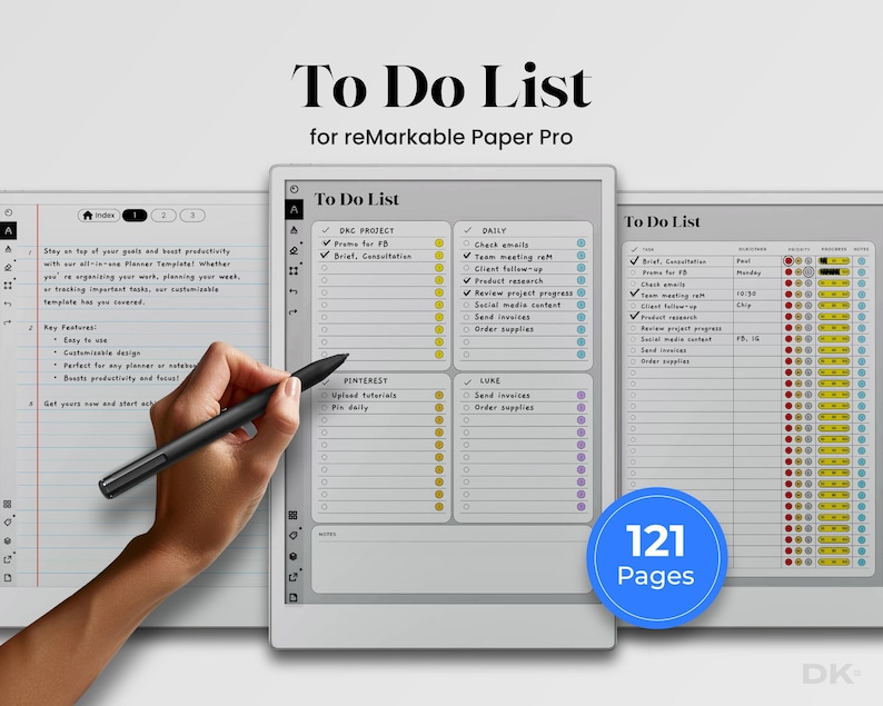 To Do List Template for reMarkable Pro To Do List and Notes for reMarkable Checklist Task Tracker To Do List Bundle Business Planner Journal