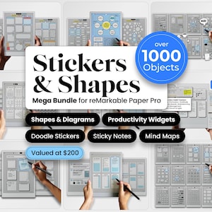 Stickers Bundle for reMarkable Paper Pro Template Stickers for reMarkable Pro Shapes Copy Paste Icon Visuals To Do reMarkable Notebook rmdoc