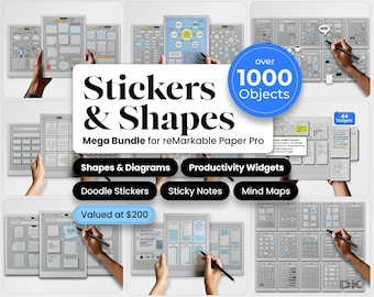Stickers Bundle for reMarkable Paper Pro Template Stickers for reMarkable Pro Shapes Copy Paste Icon Visuals To Do reMarkable Notebook rmdoc
