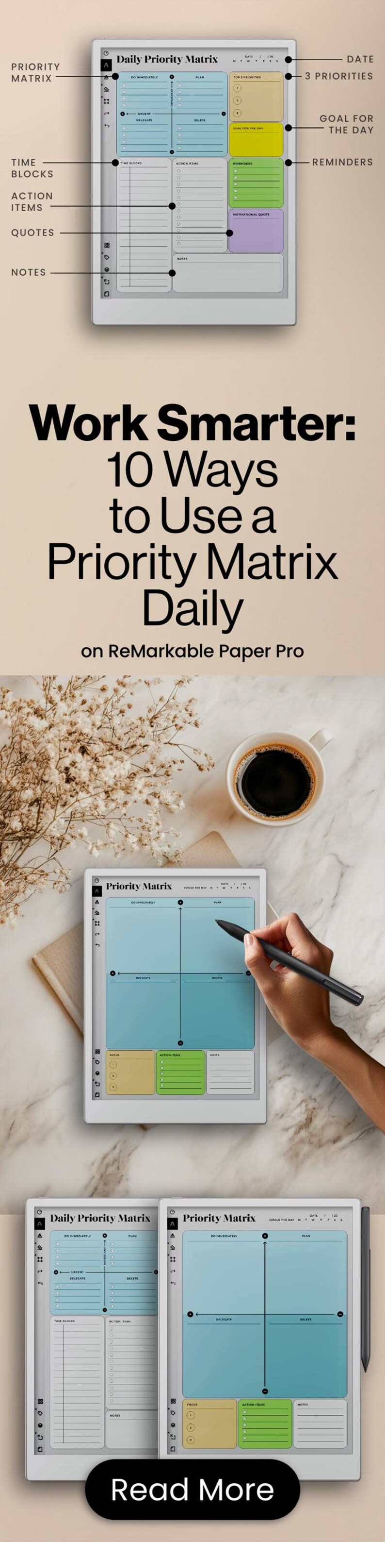 Priority Matrix for reMarkable Paper Pro Template Eisenhower Decision Matrix reMarkable Pro Decision Maker Checklist for rMPP Priority List