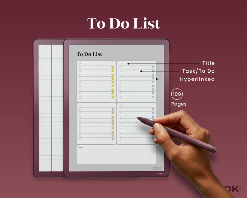 To Do List Template for Kindle Scribe Colorsoft To Do Notes for Kindle Checklist Task Tracker Bundle Business Planner Journal Workflow