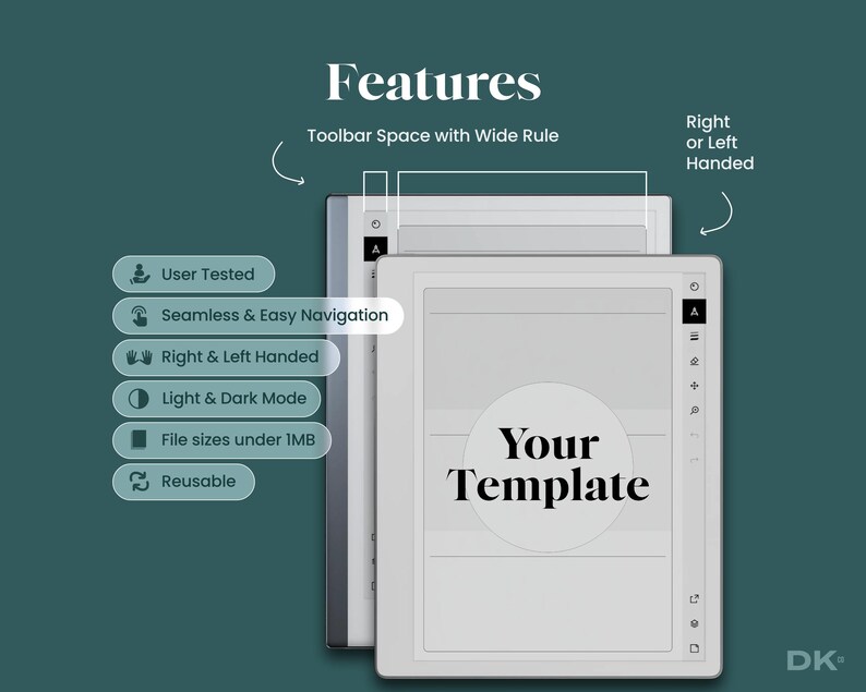 To Do List for reMarkable 2 and reMarkable Pure Template Simple Planner Daily Task List Digital Checklist Dark Mode Toolbar Wide Rule