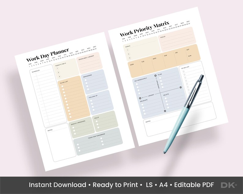 Editable Work Planner Printable Work Day Schedule Template Daily ...
