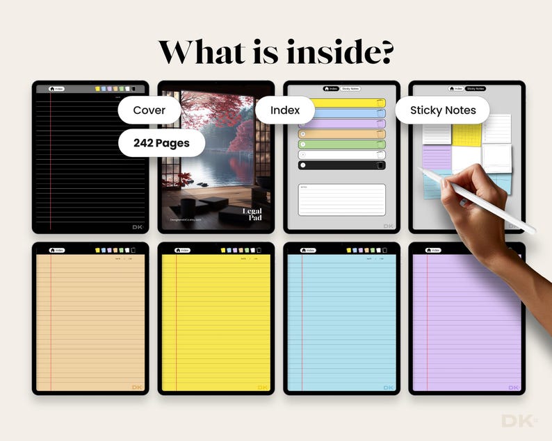 Legal Pad Planner for Goodnotes Template Memo Pad Digital Paper for Notability iPad Note Taking Template Hyperlinked Planner Pad Legal Notes
