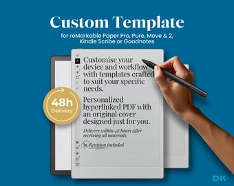 Modello personalizzato per reMarkable Paper Pro, reMarkable Move, reMarkable Pure, reMarkable 2, Kindle Scribe e Goodnotes.