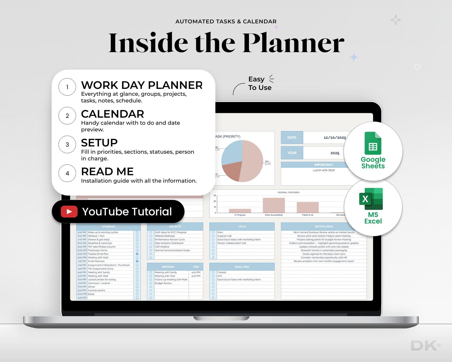 Task Tracker and Daily Workflow Spreadsheet for Google Sheets Project ...
