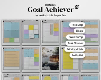 reMarkable Pro Planner Templates: Goals, Tasks, Brain Dump (Hyperlinked PDF)