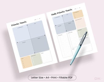 Priority Matrix Printable Template Eisenhover Decision Matrix Daily Productivity Planner Work To Do List Priority Matrix Office Fillable PDF