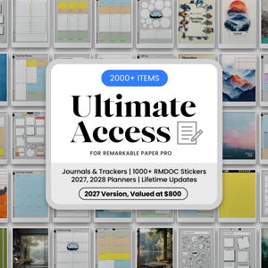 Productivity Bundle for reMarkable Paper Pro: 2000+ Items, 2027 Planner, Stickers, (Digital Download)