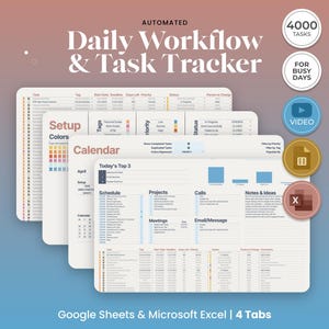 Task Tracker for Google Sheets and Excel Business Planner Template Automated To Do List Workflow Organizer Project Tracker for Entrepreneurs