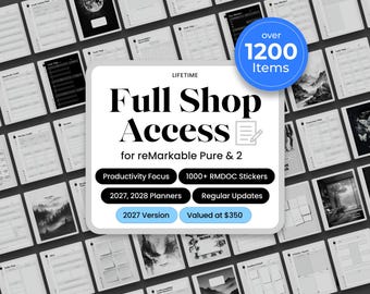Full Shop Access for reMarkable Pure and reMarkable 2 Template 2027 Bundle Digital Planner Productivity Note Taking Task Management Goals