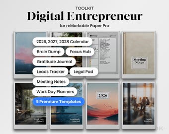 Mallpaket för reMarkable Paper Pro Journal Daglig planerare 2026 för reMarkable Pro Malljournal Projektplanerarepaket för rMPP