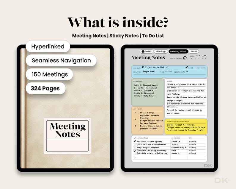 Digital Meeting Notebook for Goodnotes Meeting Minutes for Notability Note Taking Meeting Notes Business Meeting Minutes for Goodnotes